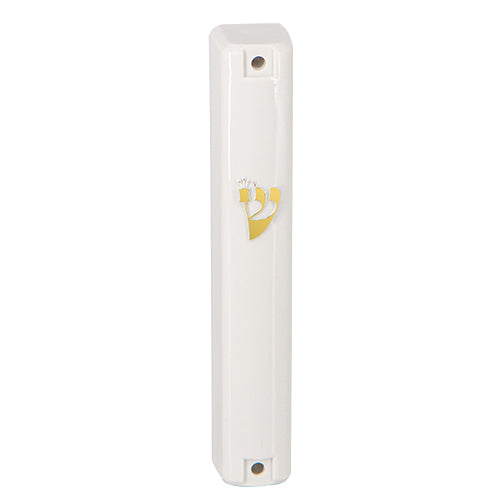 White Screw On Mezuzah Case 6"